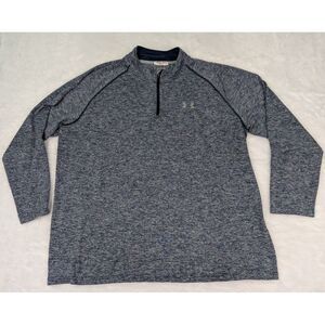 Under Armour UA 1/4 Zip Men's XXL‎ Heathered Blue Pullover HeatGear *Read
